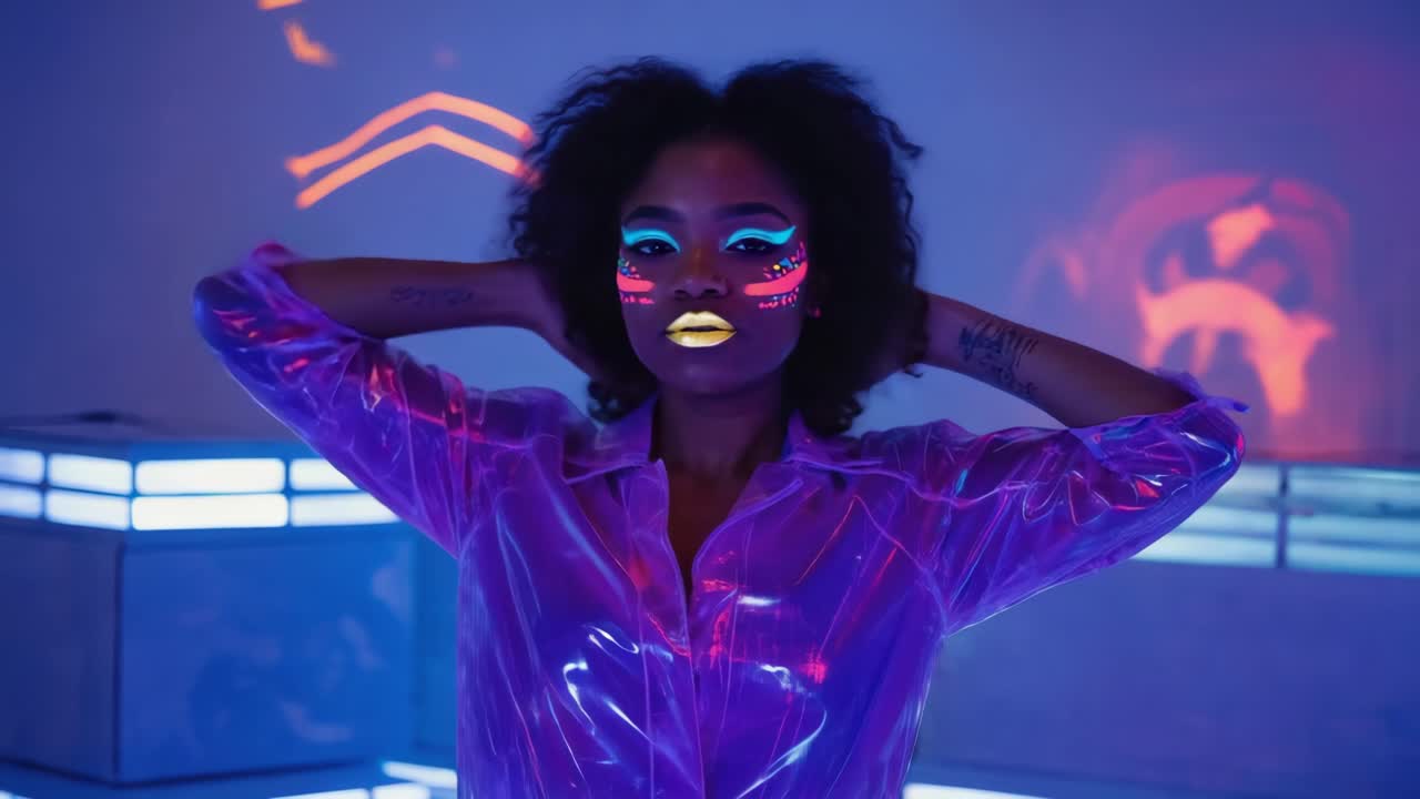 Ritratto di trucco al neon