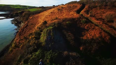 male hiker hiking in countryside 4k