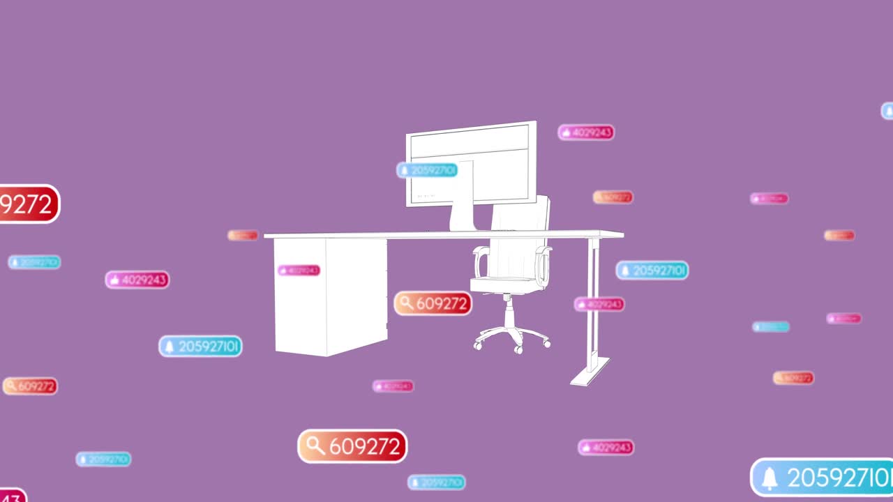 Animation of media icons over office