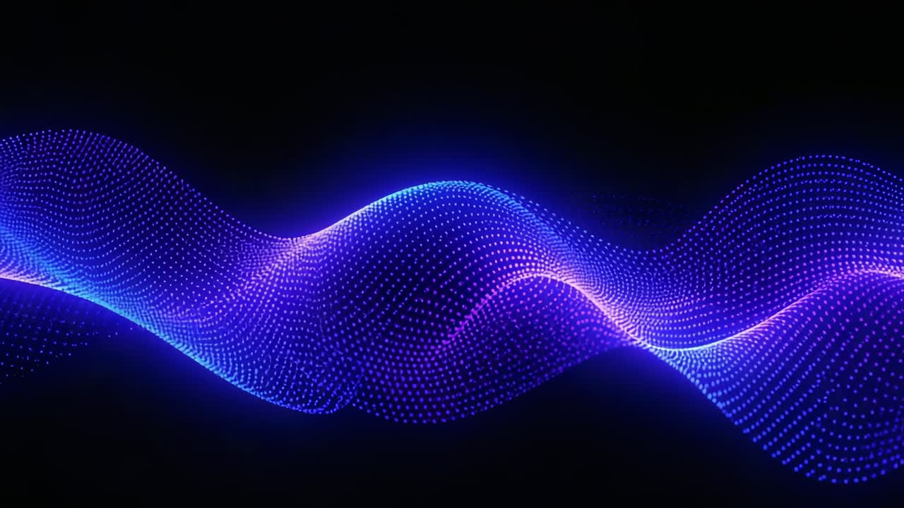Shifting lit particle ribbon showing phase and color shifts in black ...