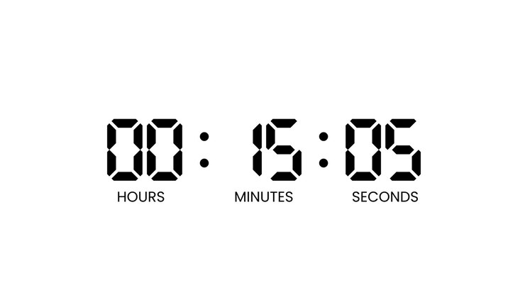 Countdown timer counter 30 to 0 seconds animation isolated on white background