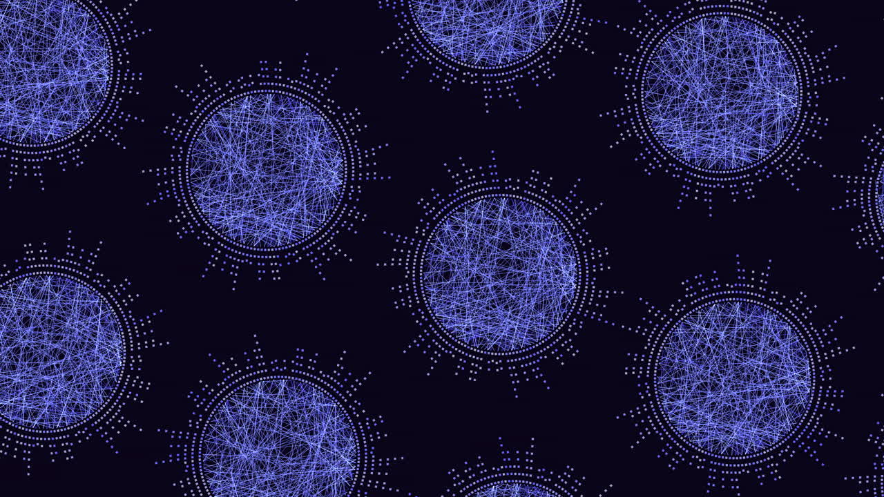 red circular de círculos azules sobre un fondo negro