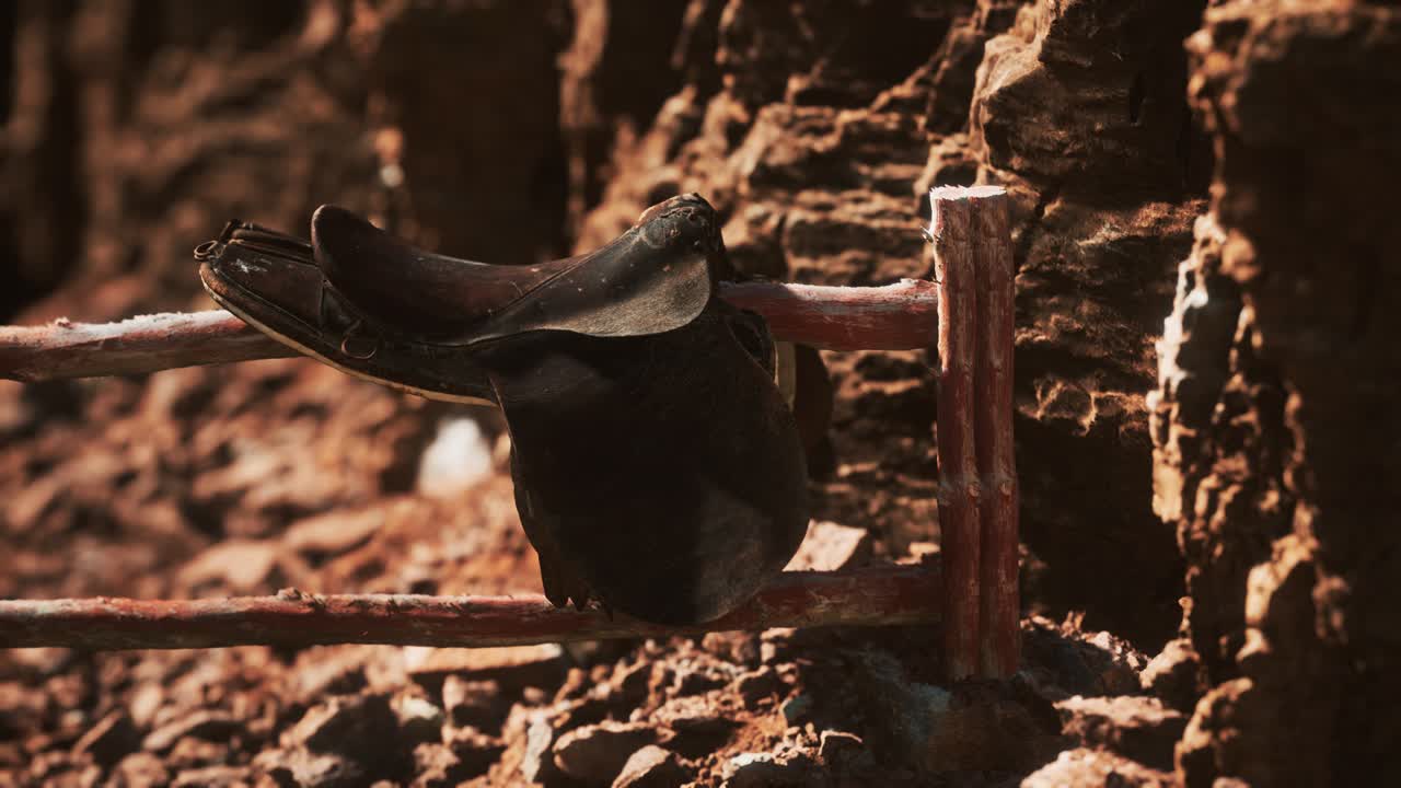 Saddle and red rocks in monument valley
