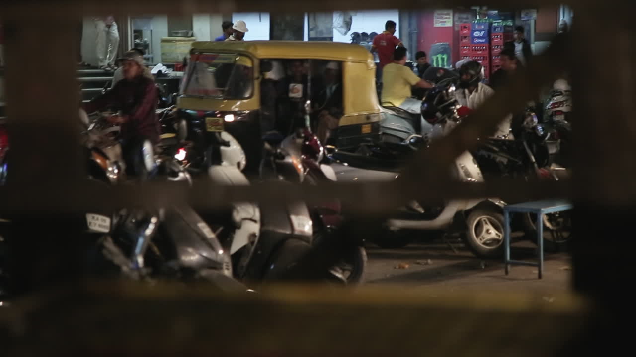 Busy Street Scene in India at Night