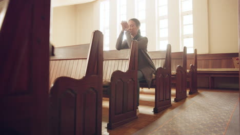 prayer, christian church and woman with faith