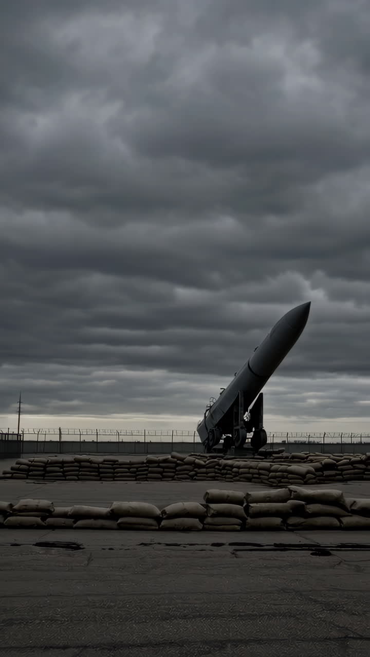 Missile Launch Site Under Cloudy Sky