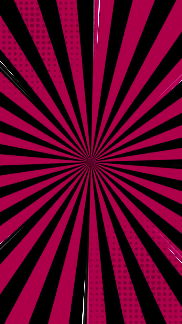Animated Comic Book Style Sunburst Background in Pink and Black