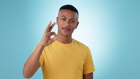 Black-man,-face-and-OK-sign