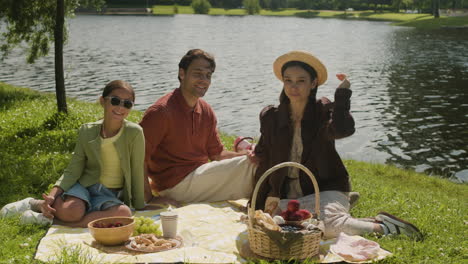 family picnic by the lake