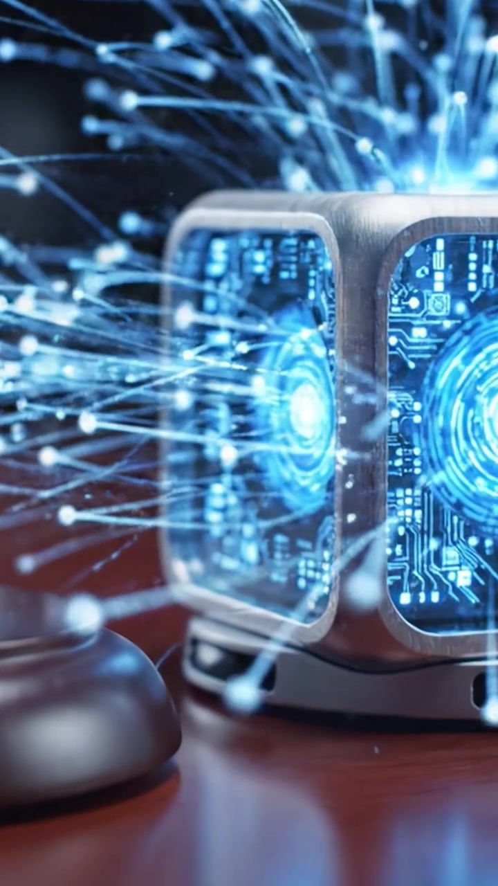 A Stunning Transformation of a Futuristic Device, Evolving from a Still Object to a Pulsating Beacon of Light, Symbolizing Innovation and Advanced Technology Dynamics.