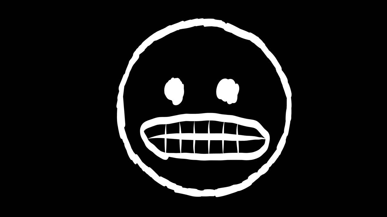 Animated Hand-Drawn Talking Face Doodle on Black Background