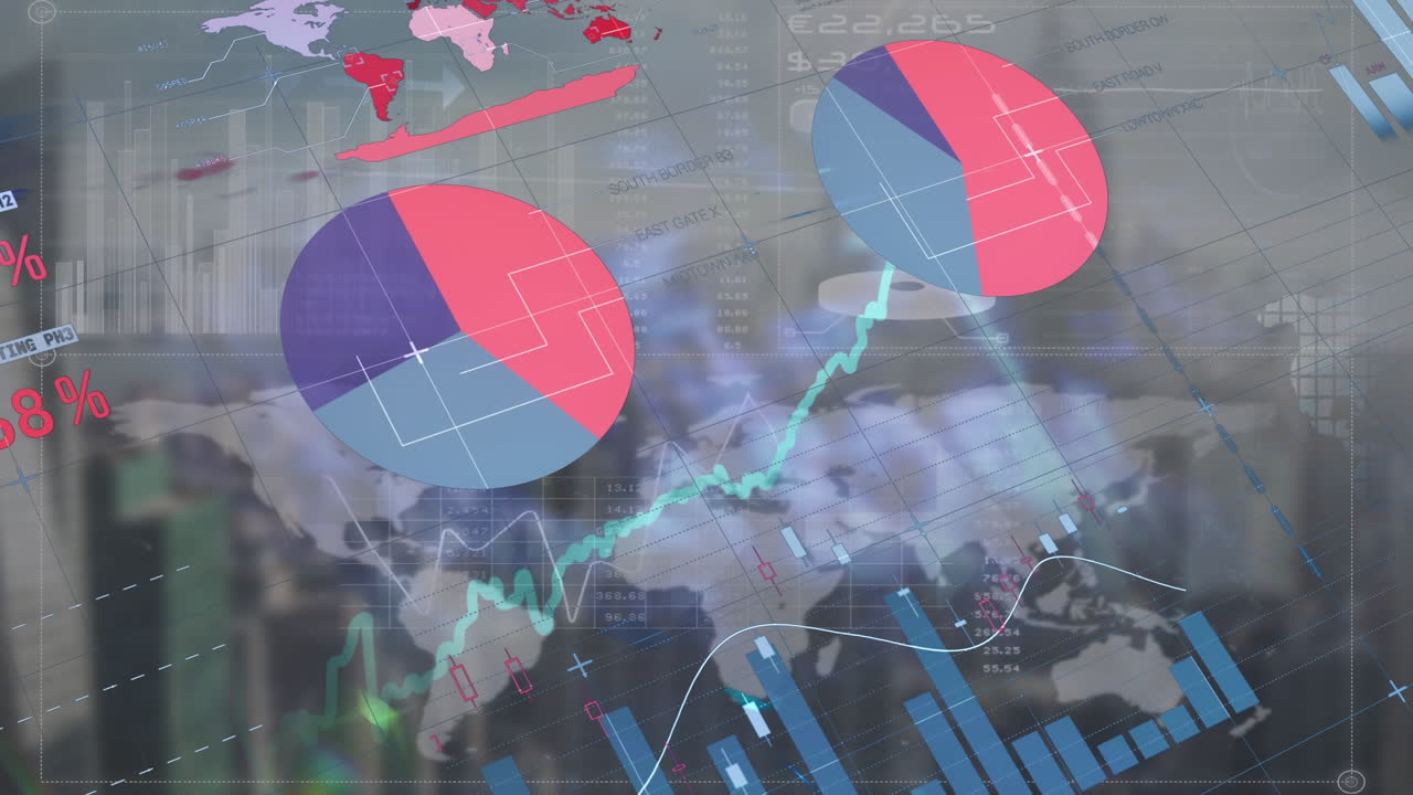 animación del procesamiento de datos financieros en todo el mundo
