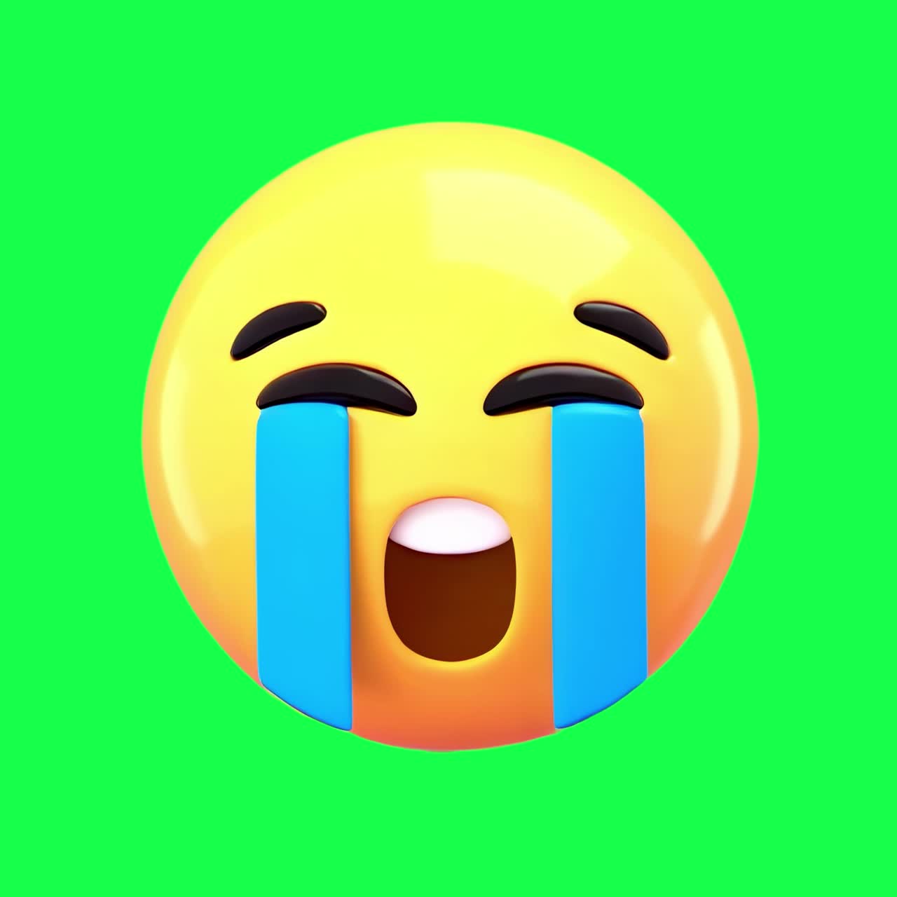 Laughing emoji with tears animation, transparent 4K video, green screen