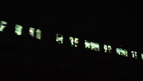 silhouettes in a night train in tokyo , 4k slow motion