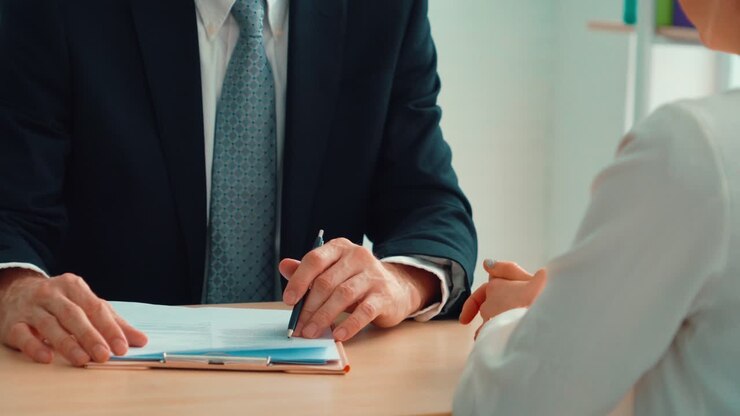 Job seeker in job interview meeting with manager