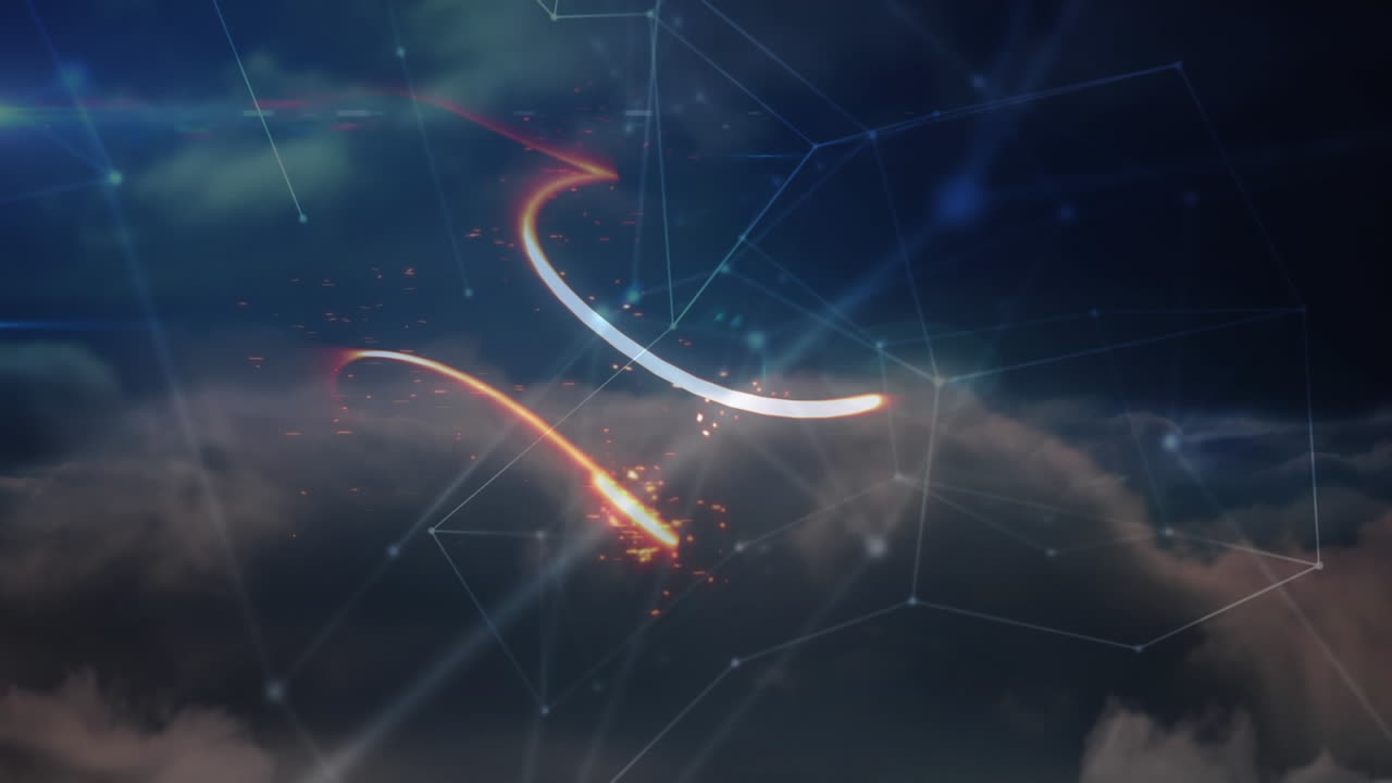 Animation of networks of connections over sky