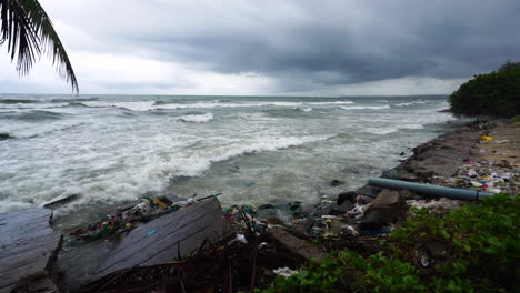 plastic pollution on a tropical beach in thailand