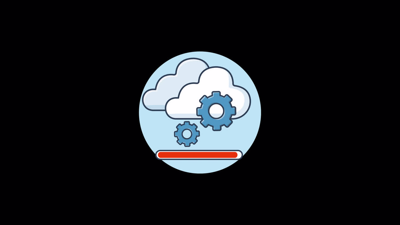 Animated Cloud Computing Icon with Loading Progress Bar