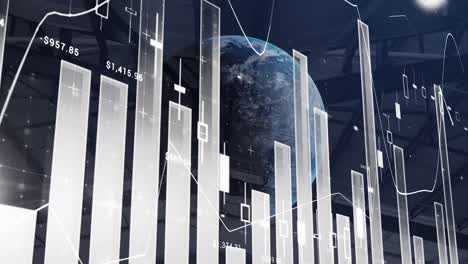 Animation-of-globe-and-statistics-processing-and-warehouse