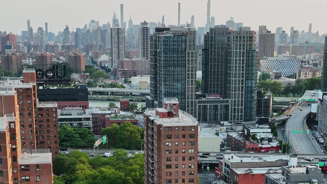 Sky view of residential and urban landscape in New York City