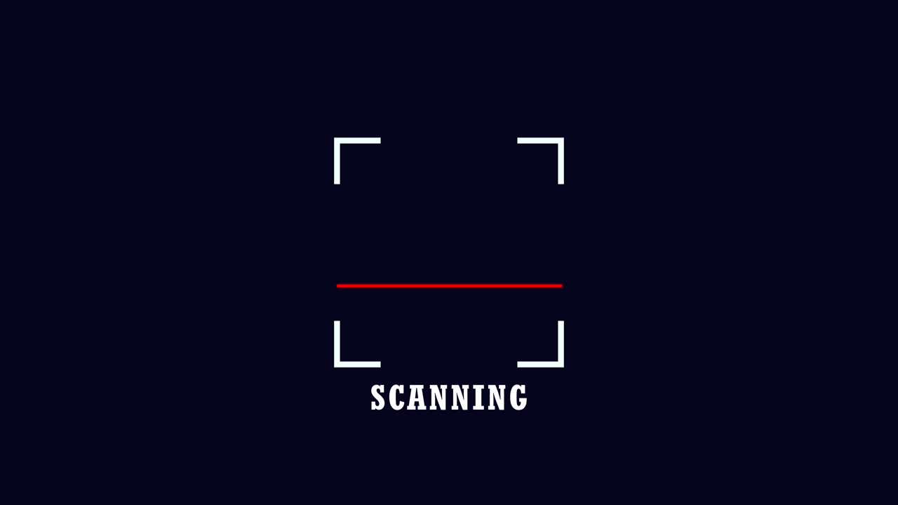 Digital Scanning Animation with Moving Red Line and Text