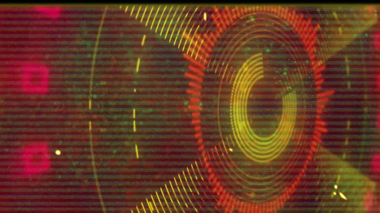 animación de patrones de luz amarilla, naranja y roja que se mueven con un marco negro intermitente