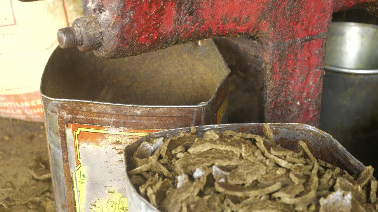 Mustard oil cake after mustard oil extraction at a local village mill, Closeup