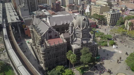 Slow-motion-rotating-shot-of-Rafael-Uribe-Uribe-Palace-of-Culture-in-Medellin,-Colombia