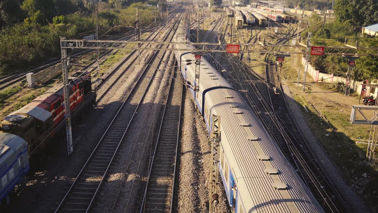 Train passing from a railway station in Gwalior , India
