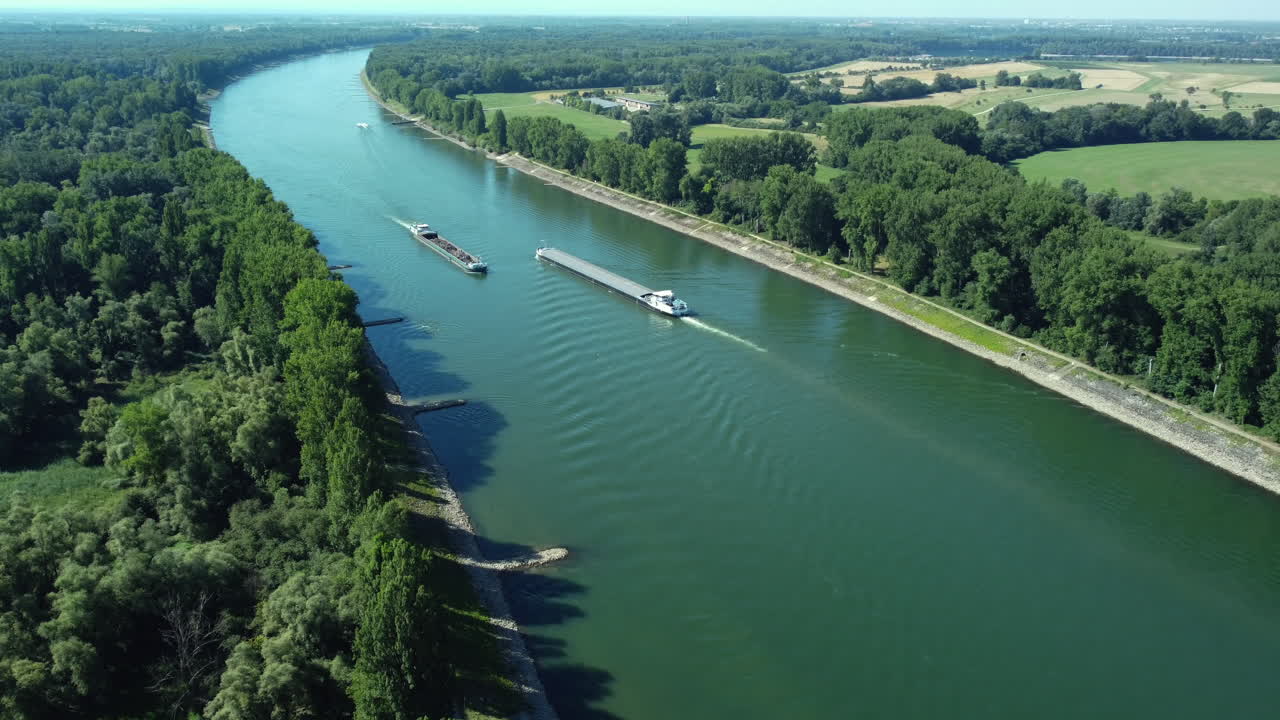 River Canal with Barges