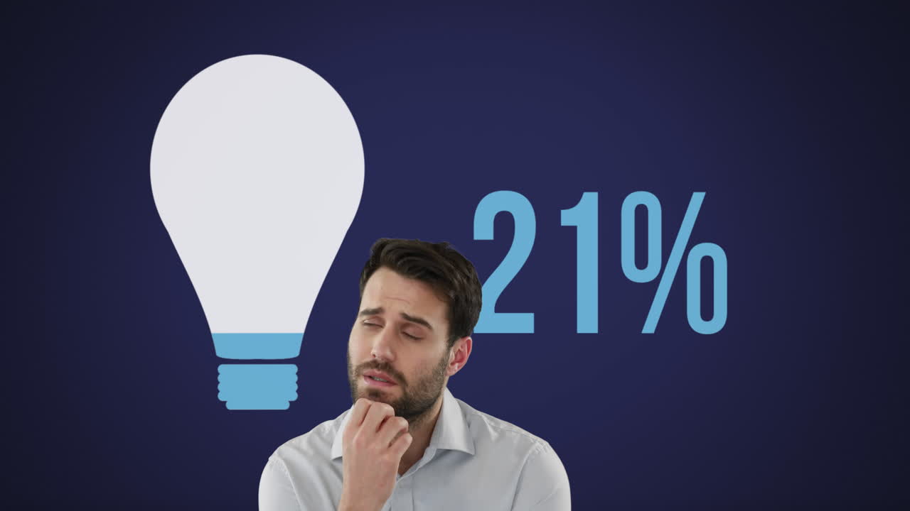 joven al lado de la forma de la bombilla y los números se llenan de color 4k