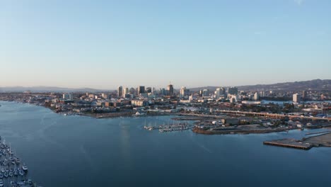blue bay afternoon sunset across the city with beautiful sparkles