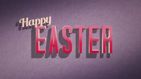 retro happy easter text on purple vintage texture in 80s style