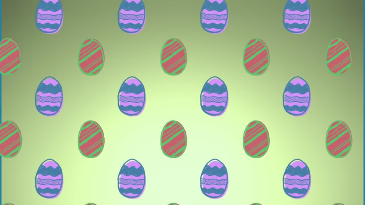 Animation of easter eggs on green background
