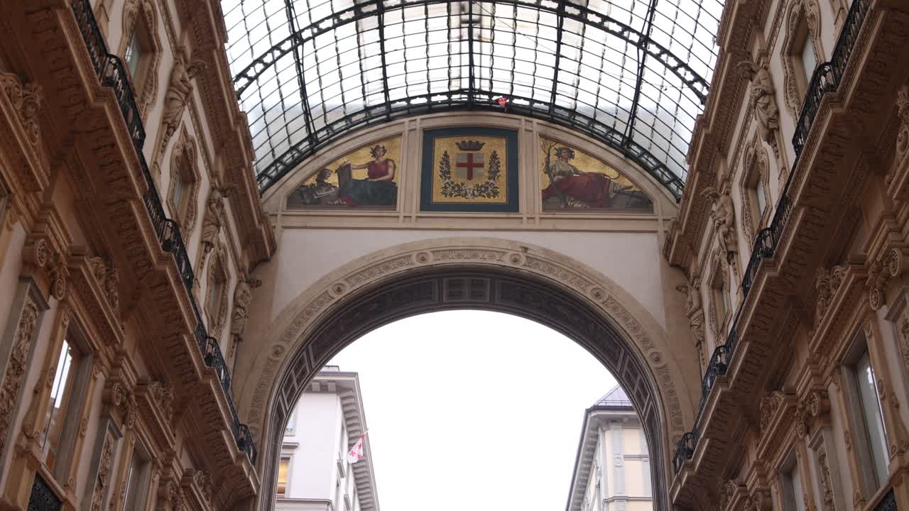 Grand Glass Roof and Archway of Milan's Historic Gallery