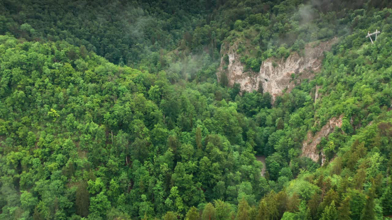 vista aérea de los vastos bosques de la famosa región kárstica de moravia