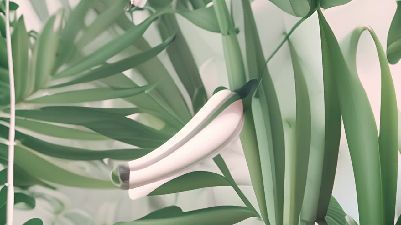 Stylized Banana Among Green Leaves