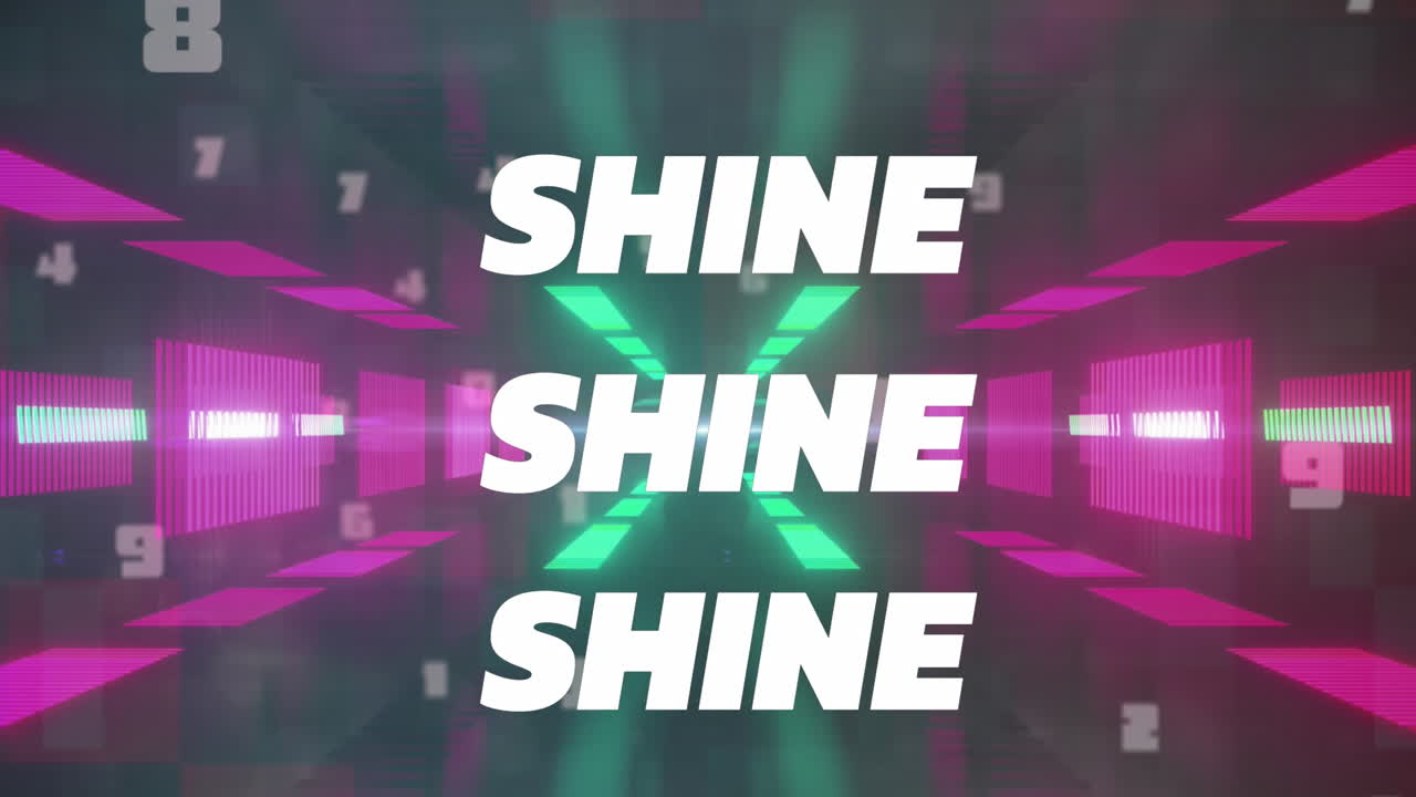 네온 빛 트레일 위에 반이는 텍스트의 애니메이션