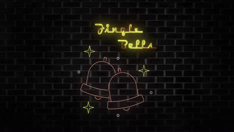 animación de campanas de neón texto y campanas sobre fondo negro