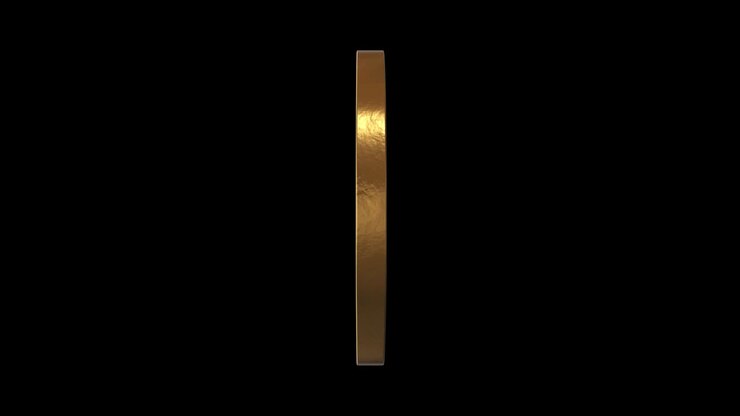 Ox medallion hieroglyph chinese horoscope. Metal gold. Alpha channel