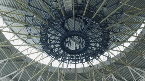 interior view of a modern building's ceiling structure