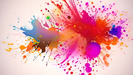 colorful paint splatters on a white background