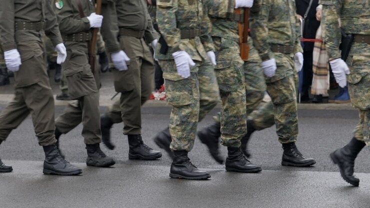 Soldiers Marching in Military Parade