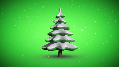 Snow-falling-on-revolving-fir-tree