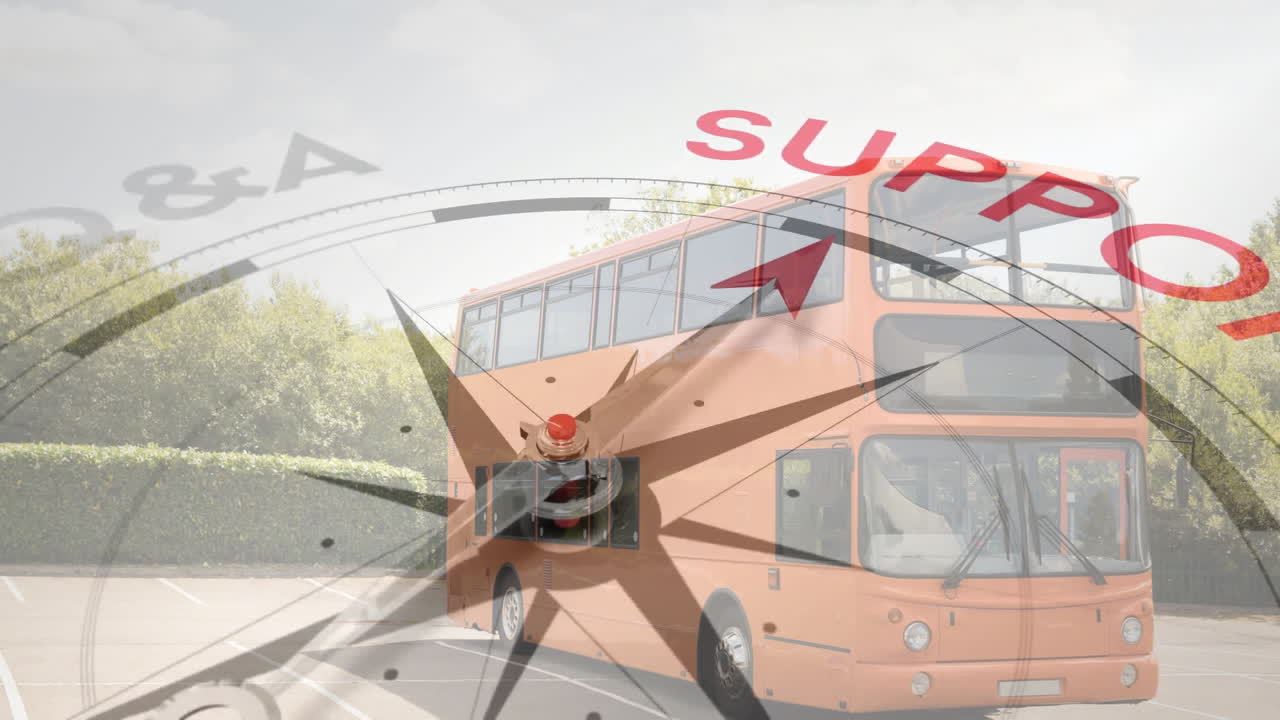 анимация компаса с текстом поддержки клиентов через шину