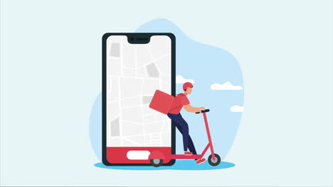 food delivery with mobile app and scooter