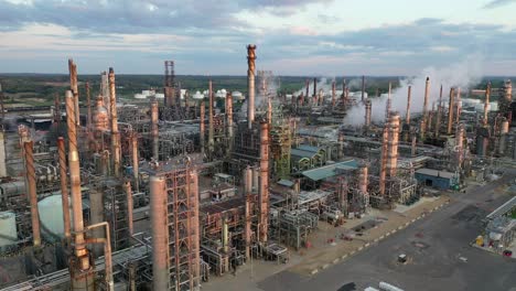 aerial view of a large oil refinery