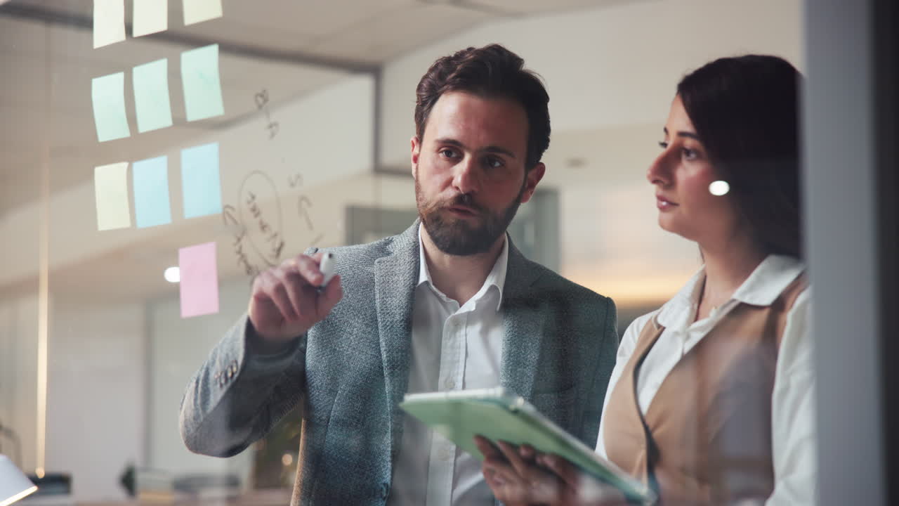 Business meeting with brainstorming and planning in an office