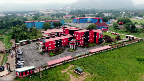 Aerial-orbiting-view-of-the-neighborhood-where-the-Mabilla-Barracks-and-Army-Resource-Center-are-located-in-Abuja,-Nigeria