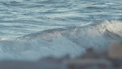 waves break along lesvos shoreline slow motion